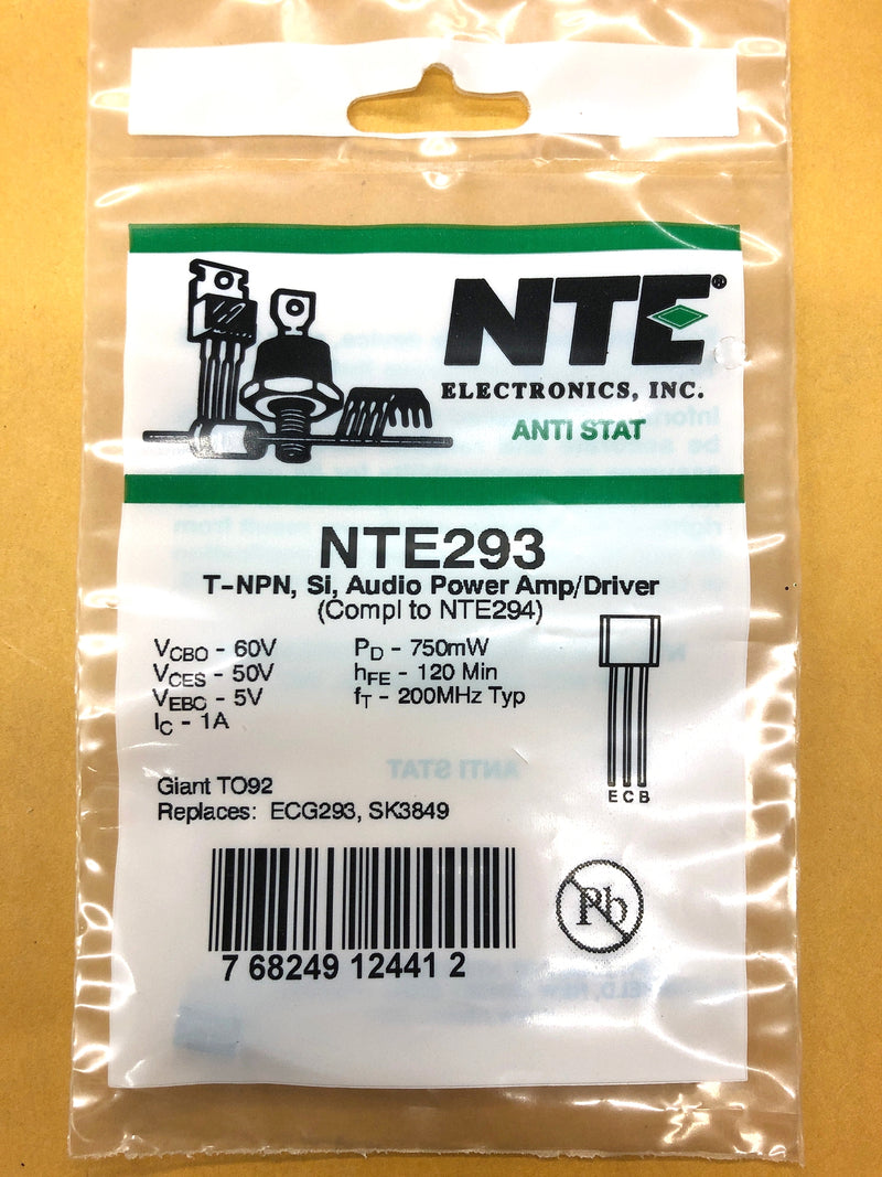 NTE293 NPN Silicon Transistor Audio Amp and Driver ~ T-16 (ECG293, SK3849)