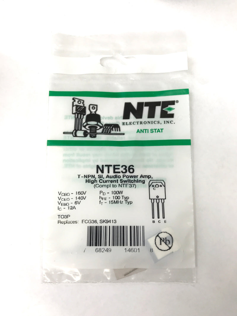 NTE36 NPN Silicon Transistor High Current Audio Power Amp ~ TO-3P (ECG36)