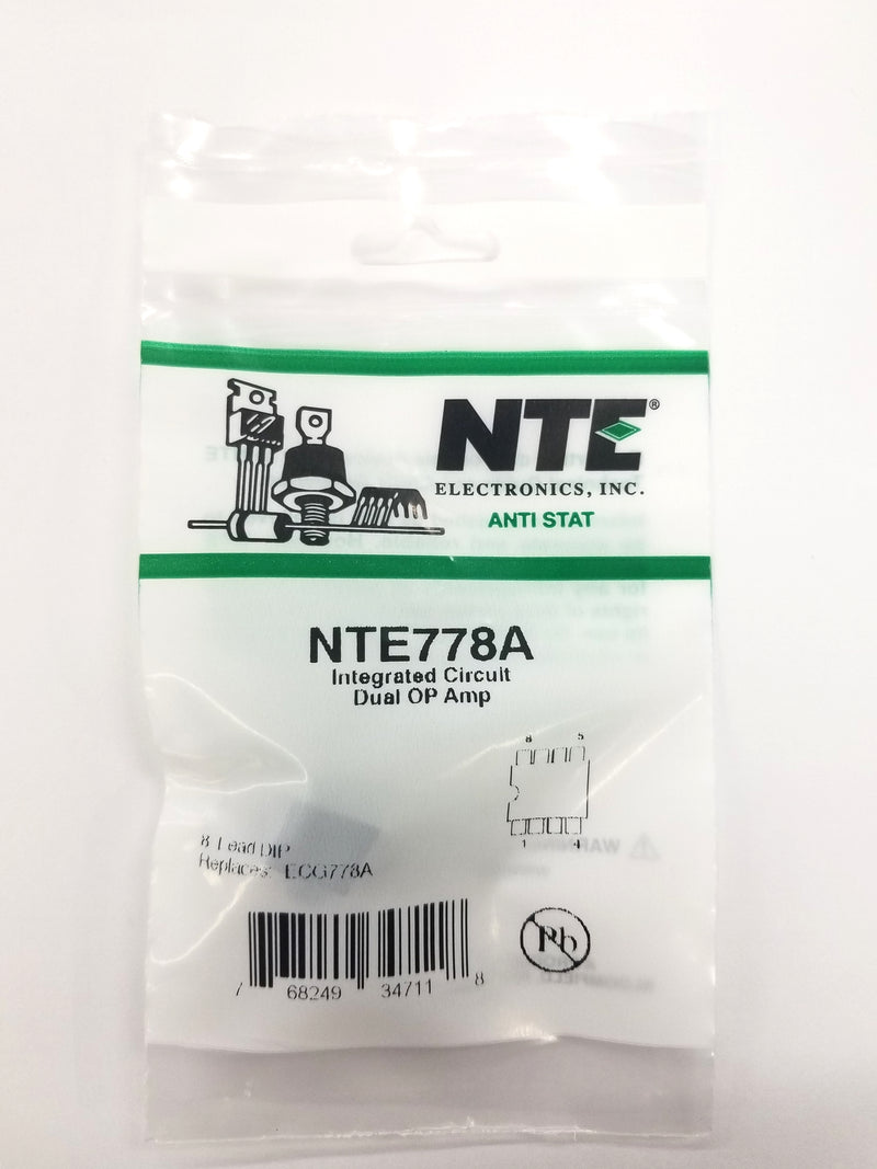 NTE778A, Dual Operational Amplifier IC ~ 8 Pin DIP (ECG778A)