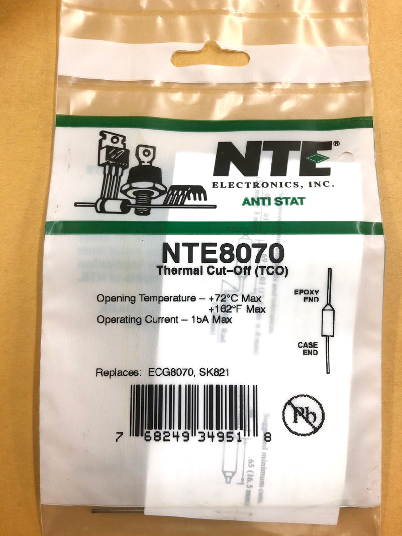 NTE8070 Thermal Cut Off Fuse 72°C, 162°F ~ (ECG8070)