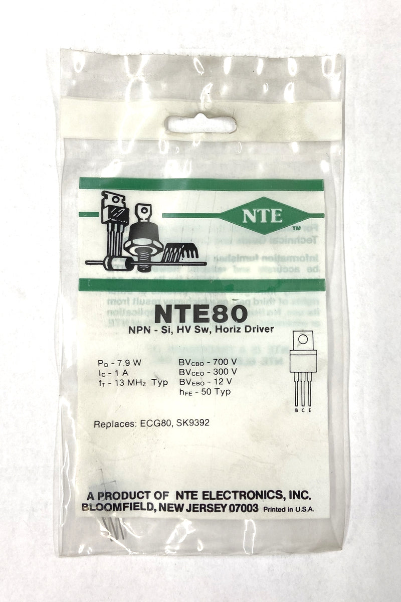 NTE80, 1A@700V NPN Transistor High Volt Switch & Horiz. Driver ~ TO-202J (ECG80)