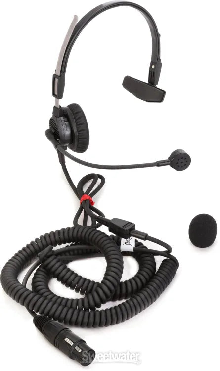 PH-88E, Telex/RTS Single-sided headset with flexible dynamic boom mic, A4F Connector, 12' Coil-Cord