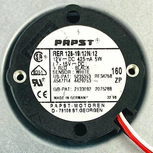 RER125-19/12N/12, Papst R138mm x 38mm 12V DC Centrifugal Fan ~ 64.74 CFM