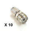 RFA-8413-10, Pan Pacific UHF Female Jack SO239 to TNC Male Plug Adapters 10 Pack