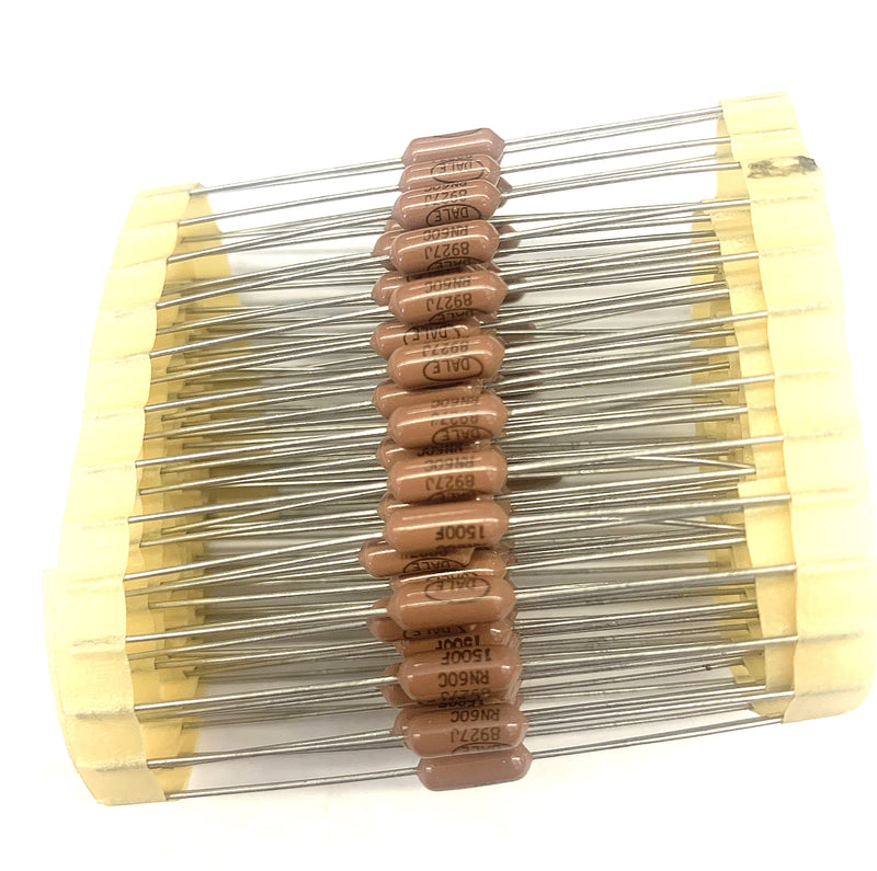 100 Pack of Dale RN60C1500F, 150 Ohm 1/4 Watt 1% Type RN Metal Film Resistors