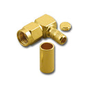 RPA-2453, Reverse Polarity SMA Right Angle 3 Pc. Crimp Plug w/Female Pin RG58/U