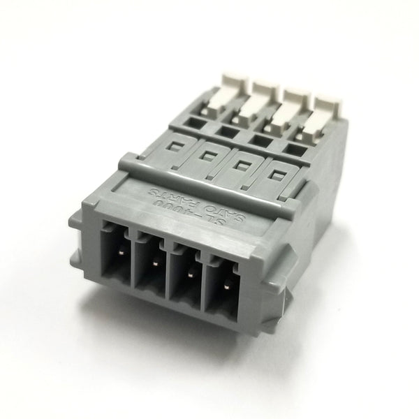 Sato Parts # SL-4000-AJ-4P, 4 Male Pin Screwless, Latching Terminal Jack