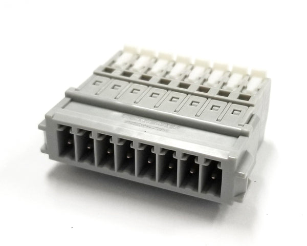 Sato Parts # SL-4000-AJ-8P, 8 Male Pin Screwless, Latching Terminal Jack