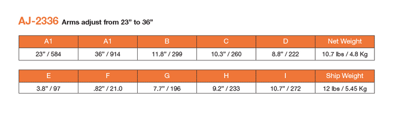 AJ-2336-BT, Adaptive Technologies Group Adjustable Width (23"-36") Wall & Ceiling Mount Speaker U-Bracket, 85Lb WLL (Pair)