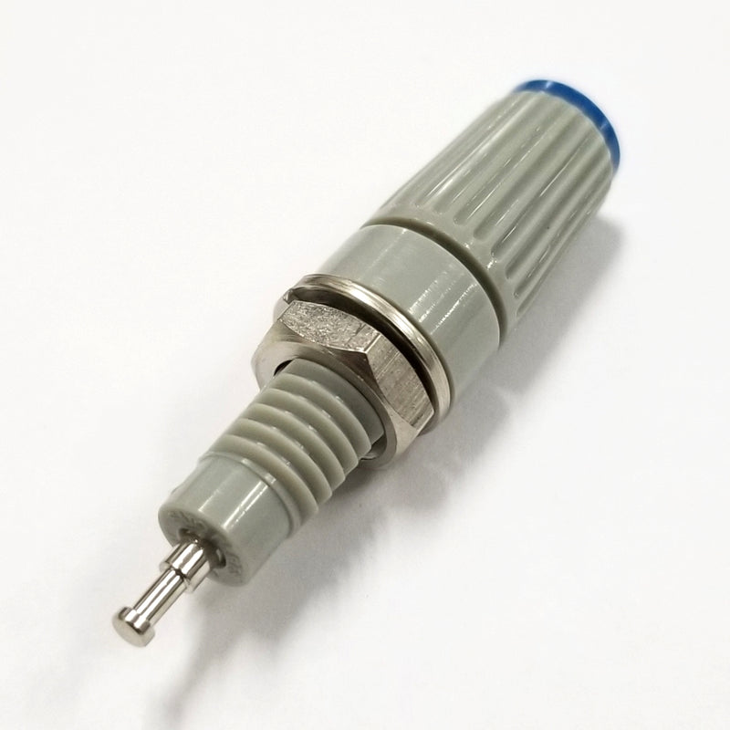 T-45-BL, Sato Parts Grey with Blue Tip Female Banana & Wire Binding Post