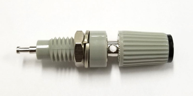 T-45-B, Sato Parts Grey with Black Tip Female Banana & Wire Binding Post