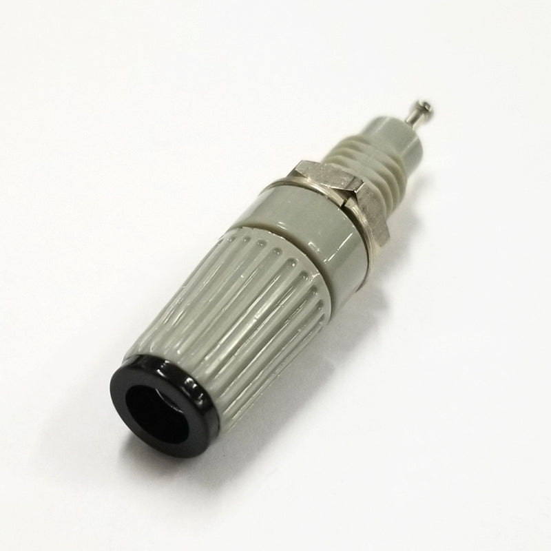 T-45-B, Sato Parts Grey with Black Tip Female Banana & Wire Binding Post