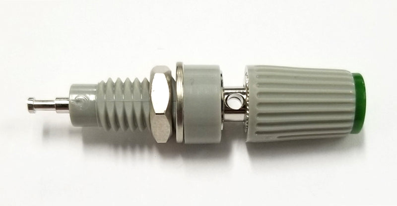 T-45-G, Sato Parts Grey with Green Tip Female Banana & Wire Binding Post