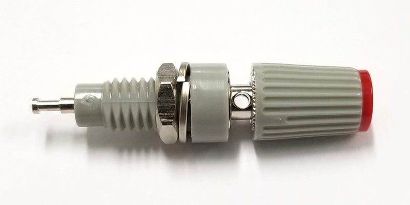 T-45-R, Sato Parts Grey with Red Tip Female Banana & Wire Binding Post