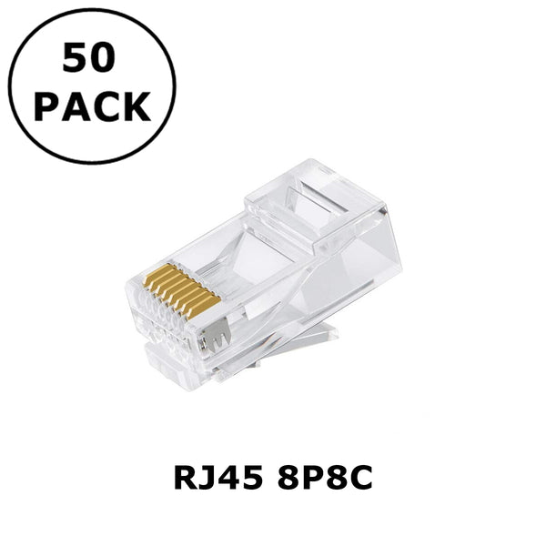 Philmore TEC4-50, 8 Conductor RJ45 (8P8C) Male Modular Crimp Plugs ~ 50 Pack