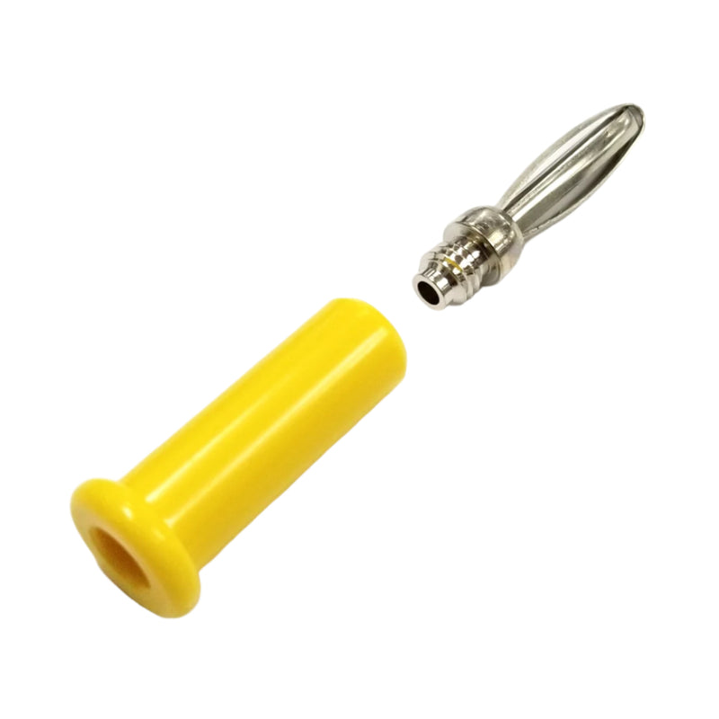 TJ-560-Y, Sato Parts Yellow Male Banana Plug ~Solder Type, 16AWG Max.