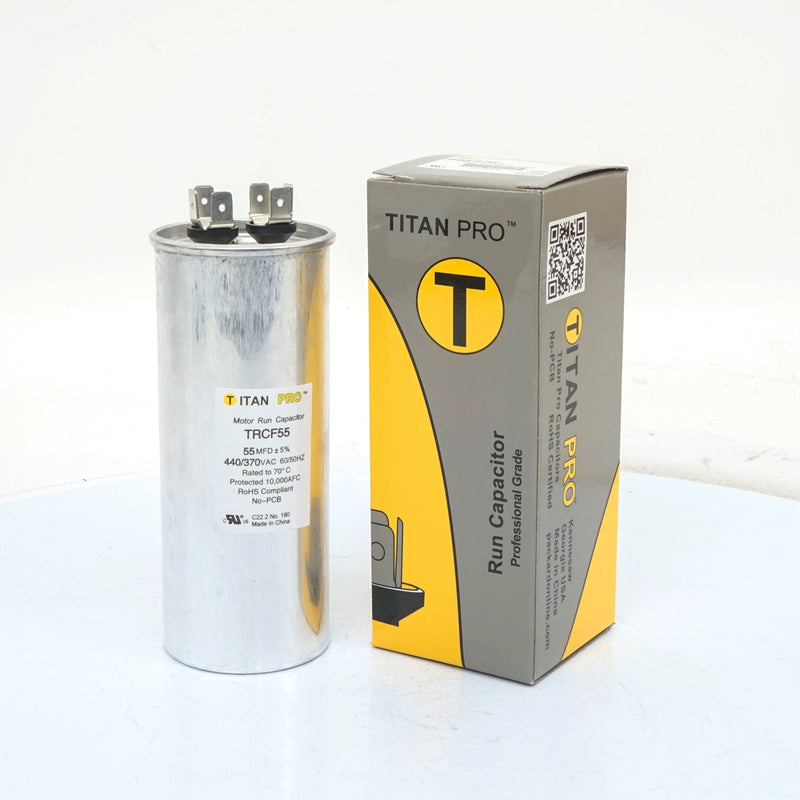 Titan Pro TRCF55, 55uF @ 440/370V AC, Motor Run Capacitor (MRRC440V55)