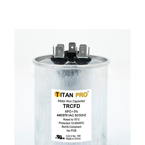 Titan Pro TRCFD6075, 60uF+7.5uF 440/370V AC Motor Run Capacitor (MRRC440V7R5/60)