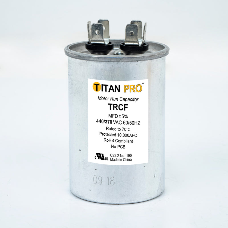 Titan Pro TRCF40, 40uF @ 440/370V AC, Motor Run Capacitor (MRRC440V40)