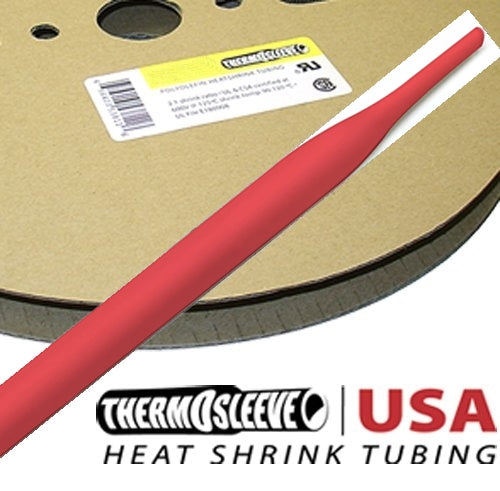Thermosleeve HST116R100 100' Roll Polyolefin 1/16" RED 2:1 Heat Shrink Tubing