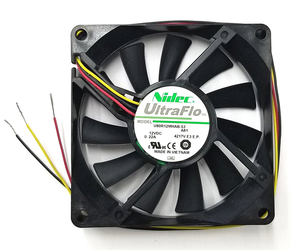 U80R12MHAB-53, Nidec UltraFlo # 80mm x 80mm x 15mm 12V DC Cooling Fan ~ 34 CFM