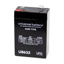 UPG UB632 F1, 6V @ 3.2AH Sealed Lead Acid (SLA) Battery w/ 0.187" Terminals