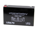 UPG UB670 F1, 6V @ 7.0AH Sealed Lead Acid (SLA) Battery w/ 0.187" Terminals