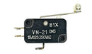 Mulon VM-21DM5, SPDT ON-(ON) Standard Roller Lever micro switch 15A @ 250V AC