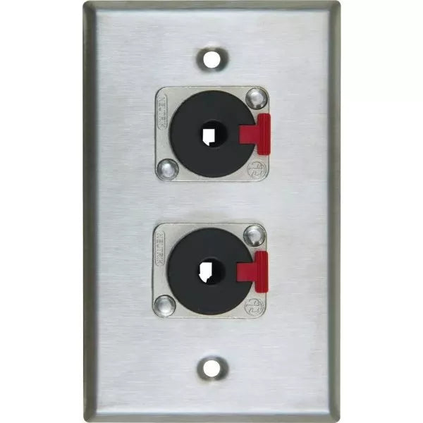 ProCo WP1007 Single-Gang Stainless Wall Plate with 2 Latching TRS (1/4") Connectors