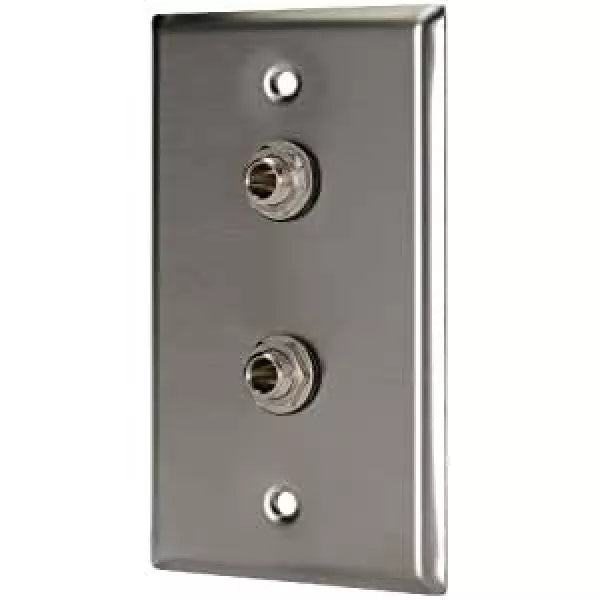 Rapco SP-212B Single-Gang Stainless Wall Plate with 2 Switchcraft 12B TRS (1/4") Connectors