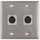 ProCo WP2034 2-Gang Stainless Wall Plate with 2 Female XLR Connectors