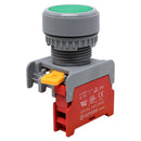 FHPBSW-22-GRN, MVO 22mm Flat Head Push Button Switch - Green
