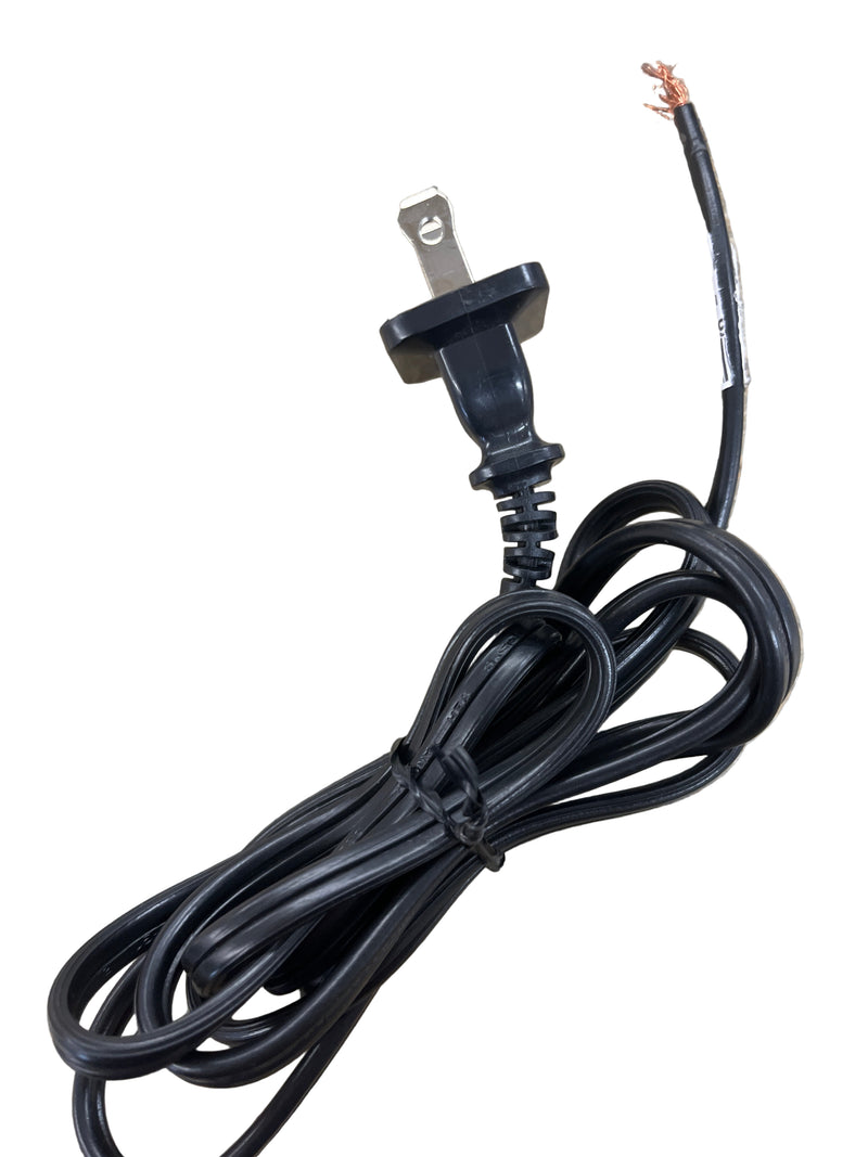 XS130-BLACK, 6 Foot Black AC Cord ~ AC Male Plug to Bare End
