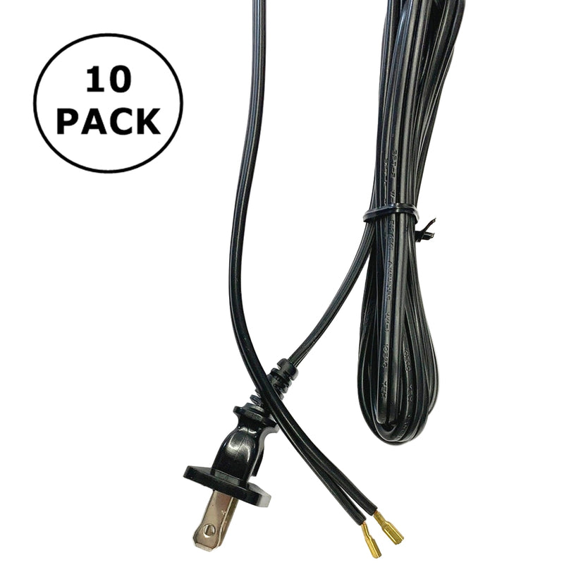 XS130-T-BLACK-10PK, 6 Foot Black AC Cords for 0.110" Box Fan Terminals ~ 10 Pack