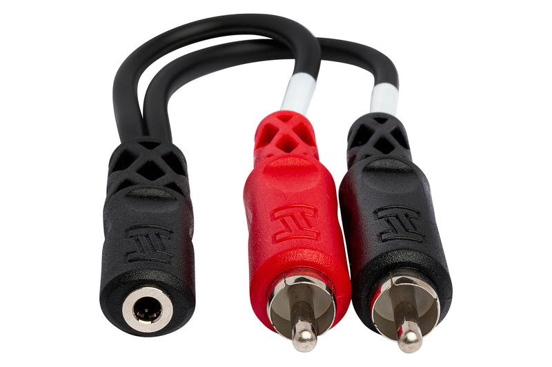 YMR-197, Hosa Stereo Breakout, 3.5 mm TRSF to Dual RCA