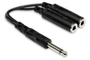 YPP-111, Hosa Y Cable, 1/4 in TS to Dual 1/4 in TSF