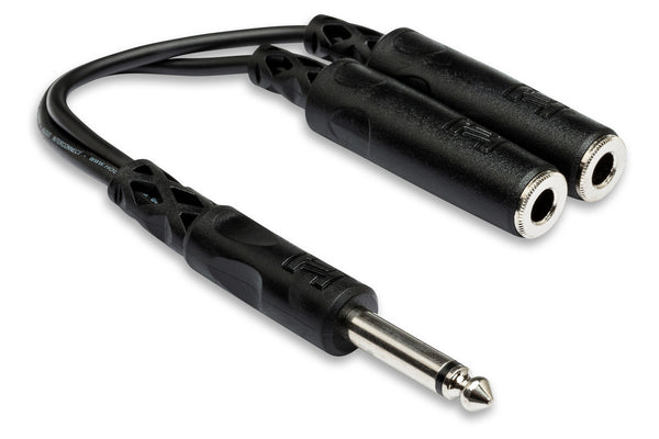 YPP-111, Hosa Y Cable, 1/4 in TS to Dual 1/4 in TSF