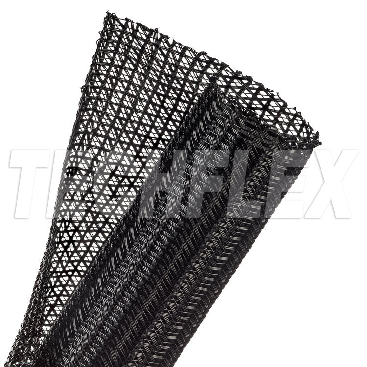 TechFlex Split braided sleeve Flexo F6 - 1-1/2" - Black 1ft F6N1.50BK Per foot