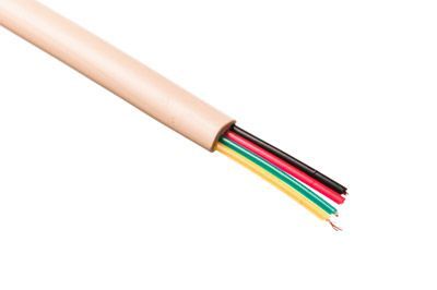 DC-WT4-250' Beige 4-Core Solid Copper Wire, 4x1/0.4mm 26 AWG, Flat Phone Line