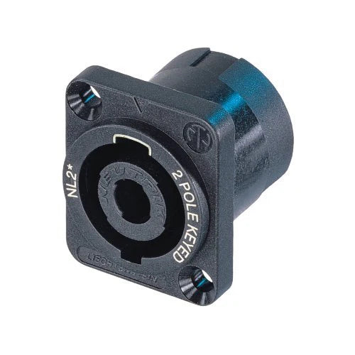NL2MP, Neutrik 2-Pole Chassis Connector, Black D-size Flange, Counters ...