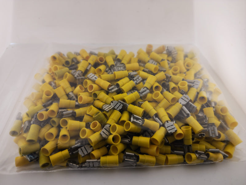 0.250" Female Yellow Vinyl Insulated Quick Disconnects 12-10AWG ~ 500 Pack