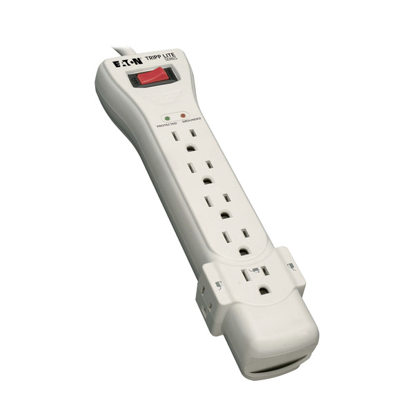 SUPER7 Tripp Lite - 7-Outlet Surge Protector, 7 ft. Cord with Right-Angle Plug, 2160 Joules, Diagnostic LEDs, Light Gray Housing