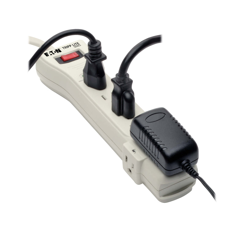 SUPER7 Tripp Lite - 7-Outlet Surge Protector, 7 ft. Cord with Right-Angle Plug, 2160 Joules, Diagnostic LEDs, Light Gray Housing