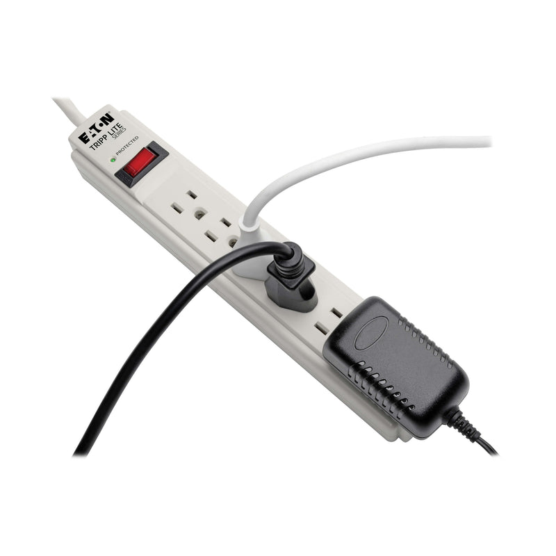 TLP604 Tripp Lite - 6-Outlet Surge Protector, 4 ft. (1.22 m) Cord, 790 Joules, Diagnostic LED, Light Gray Housing