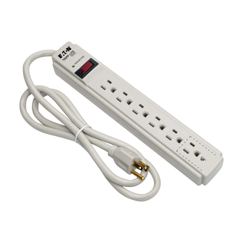 TLP604 Tripp Lite - 6-Outlet Surge Protector, 4 ft. (1.22 m) Cord, 790 Joules, Diagnostic LED, Light Gray Housing