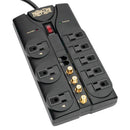 TLP810SAT Tripp Lite - 8-Outlet Surge Protector, 10 ft. (3.05 m) Cord, 3240 Joules, Tel/Fax/Modem/Coax Protection, RJ11 (DISCONTINUED)