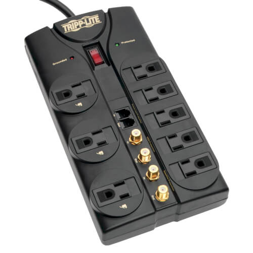 TLP810SAT Tripp Lite - 8-Outlet Surge Protector, 10 ft. (3.05 m) Cord, 3240 Joules, Tel/Fax/Modem/Coax Protection, RJ11 (DISCONTINUED)