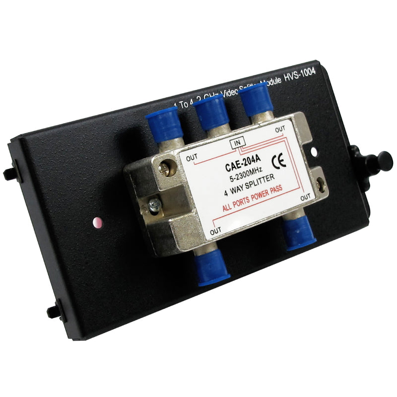 WHVS1004, Wavenet – 4-Way Coaxial Cable Splitter Module with Metal Bracket, Bi-Directional F-Type Connections for Structured Wiring Enclosure