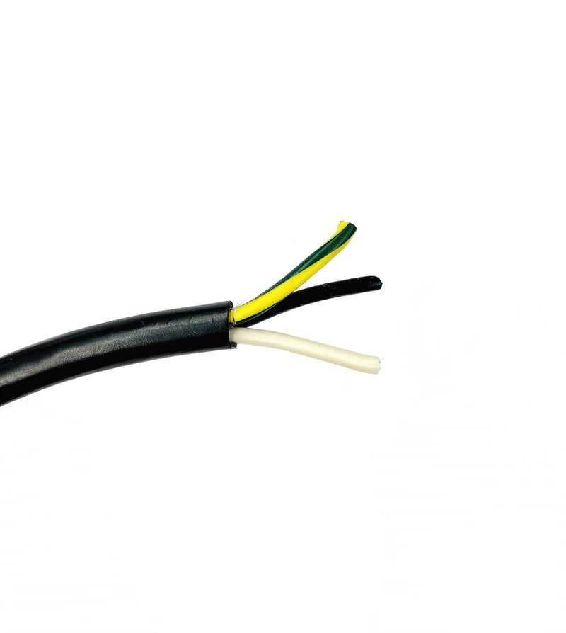10' 3 Conductor 18 Gauge 300V SJT 60C BLACK Power Cable 3C 18AWG