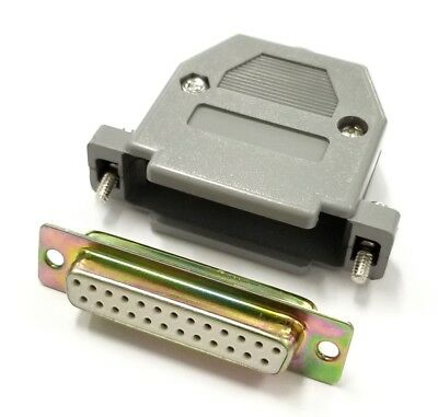 DB 25 Pin Female D-Sub Cable Mount Connector w/ Plastic Cover & Hardware DB25